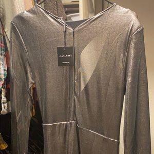 Long silver metallic dress